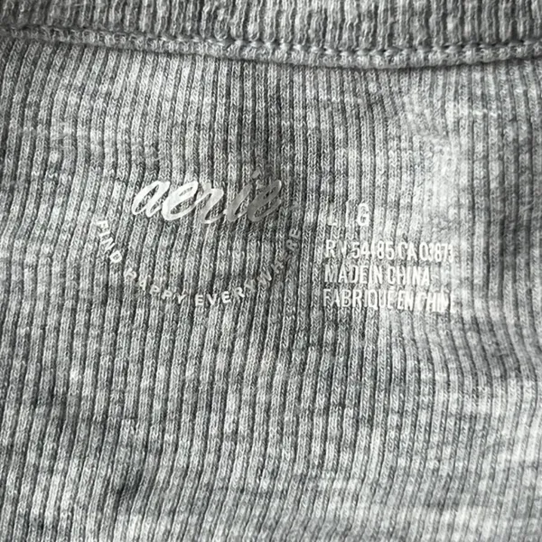 Aerie Ribbed Long Sleeve Henley Bodysuit Womens L Heather Gray Minimalist - Image 4
