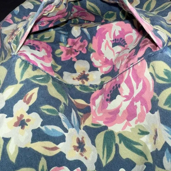 Vintage Banana Republic Safari & Travel Floral Cotton Denim Printed Jean‎ Vest M - Image 12