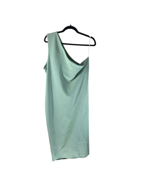 Petal & Pup Dress One Shoulder Pleated Side Slit Mint Green 16 - Image 2