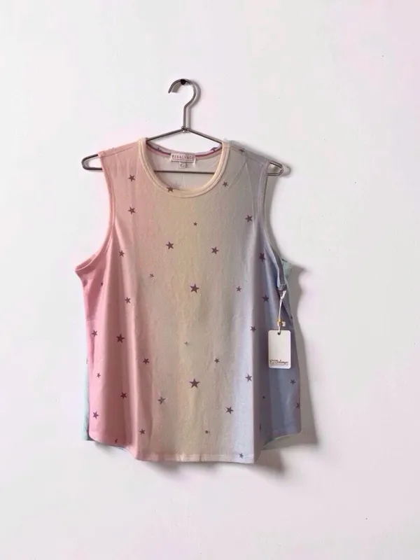 P.J. Salvage, Star Print Ombre Tank Top, Women's Size L, Pastel, Multicolor - Image 8