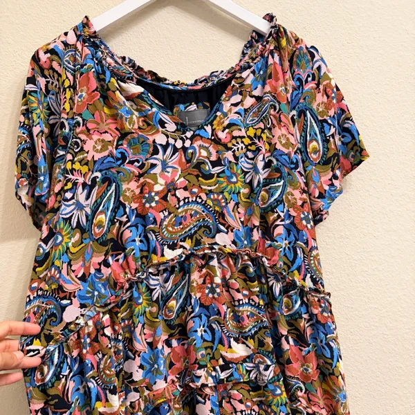 Anthropologie Robin Tiered Mini Dress Women 1X Floral Paisley Multicolor Flutter - Image 9