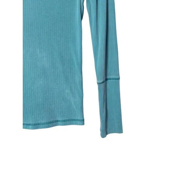 Intimately Free People The Rickie Top XS Teal Ribbed Mock Neck Boho Minimalist - Image 5