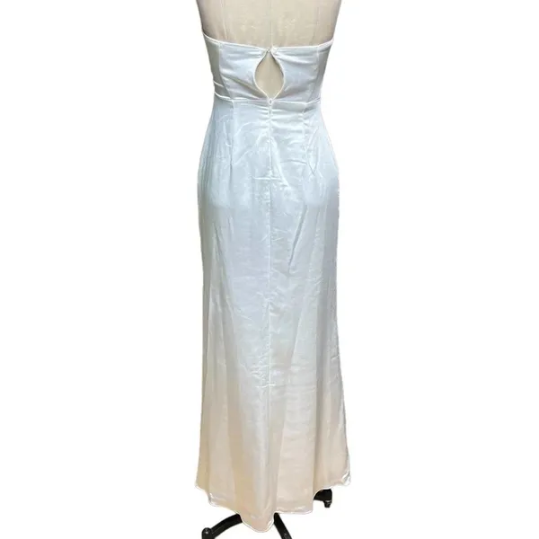 Lulus Eternal Infatuation White Satin Strapless Maxi‎ Dress Size XS - Image 9