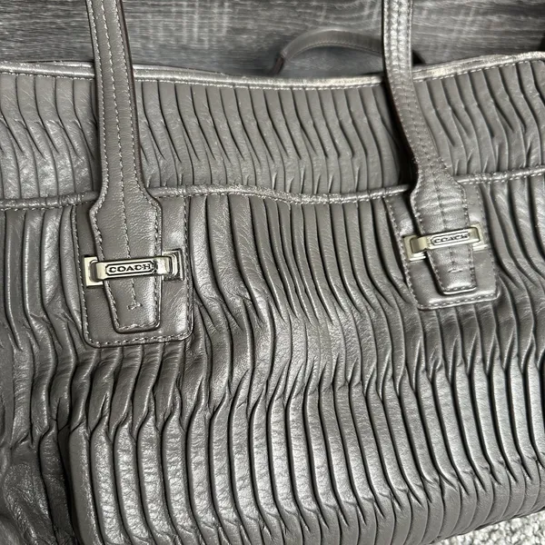 Coach Taylor‎ Gathered Leather Alexis Carryall Tote F25252 Grey Shoulder Handbag - Image 4
