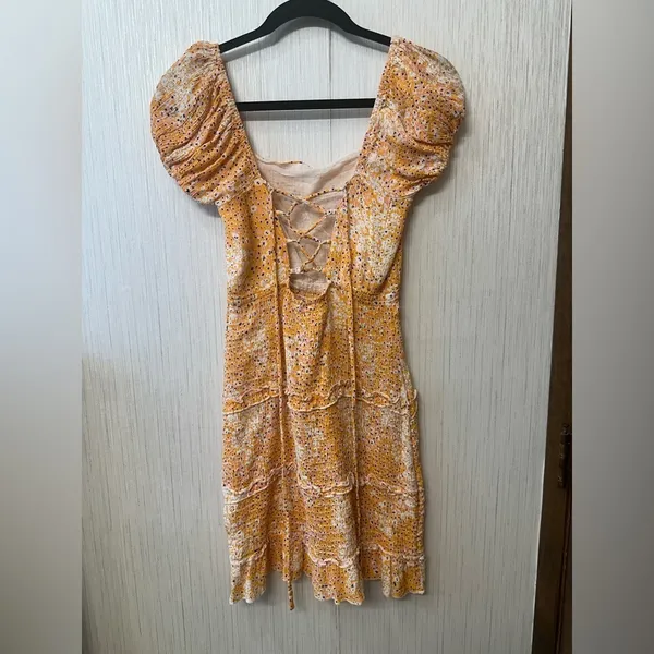 Sim and Sam Orange Square Neck‎ Mini Dress size medium - Image 4