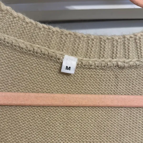 Sleeveless V-Neck Beige Sweater Vest Dress - Image 2