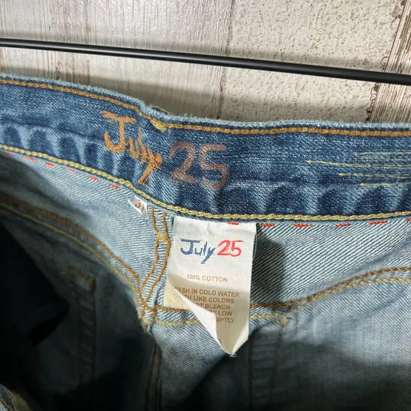 Vintage Y2k July 25 Patchwork Boho Embroidered Distressed Flare‎ Jeans Womens 31 - Image 6