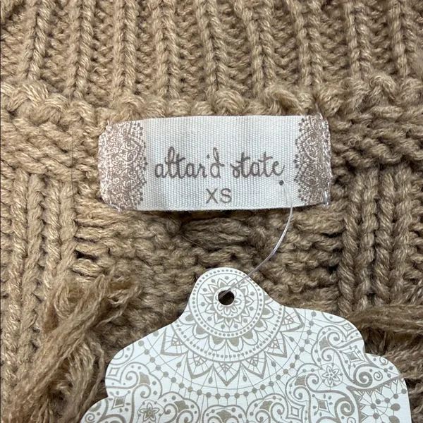 Altar'd State NWT Tan Fringed Cable Knit Sweater - Image 6