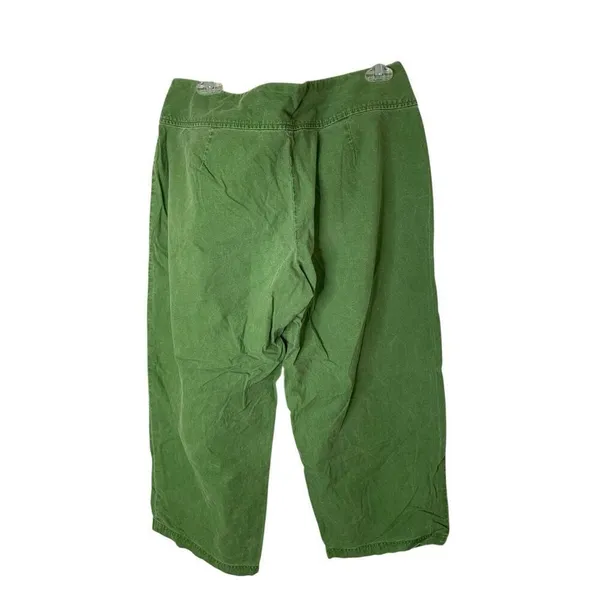 Eileen Fisher wide leg cropped pants green women's size large - Image 2