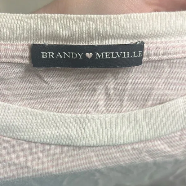 ✨Brandy Melville Pink & White Striped Aleena Sz One Size Top✨ - Image 4