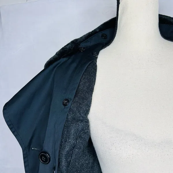 Jones New York Coat Size Large Black Faux Fur Removeable Collar Belted Trench - Image 14