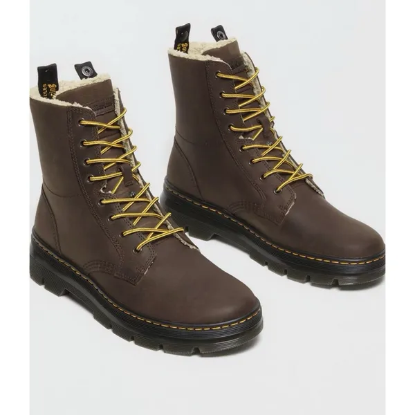Dr Martens womens combs fold down boots leather combat Fleece lined brown UK 6 - Image 3
