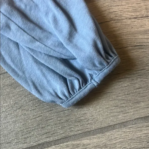 We The Free Blue Relaxed 3/4 Sleeve Blouse with Mandarin Collar - Image 7