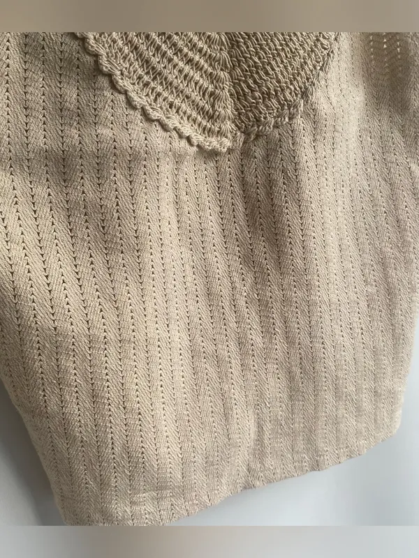 H&M cream woven crochet tank top boho western beach summer small - Image 4