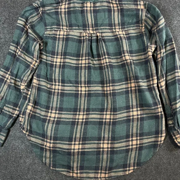 American Eagle Hooded Flannel Shirt Womens XS Green Plaid Button Down Hoodie - Image 10