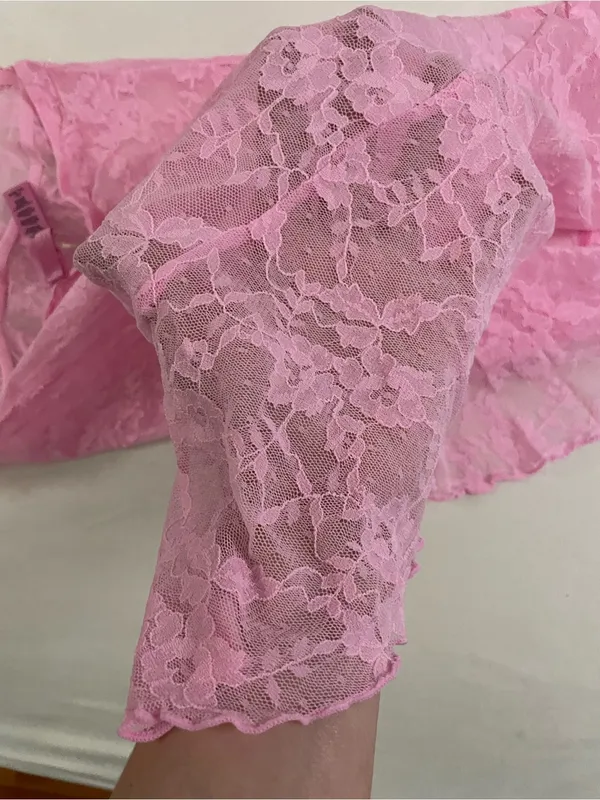 SKIMS Stretch Lace Halter Slip Chemise Dress Cotton Candy Pink Size XS - Image 6