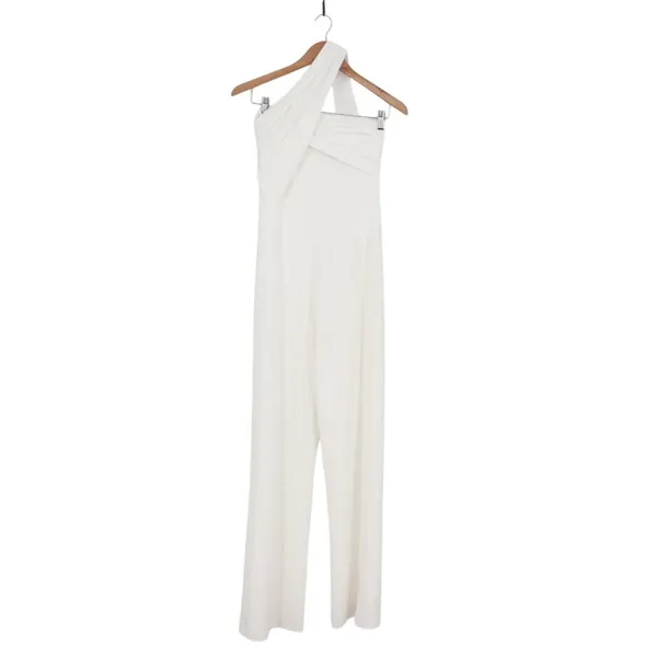 Lulus Criss-Cross Your Mind Jumpsuit Women Small White Stretch Back Zip Wide-Leg - Image 2