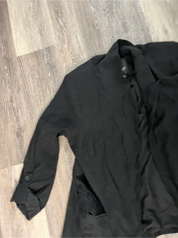 Simply Vera Wang Womens XL Black Draped Open Front Boyfriend Blazer 3/4 Sleeve - Image 9