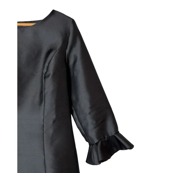 Lotus Grace Dress Women 14 Black Ruffle Bell Sleeve Taffeta Sheath LBD Cocktail - Image 5