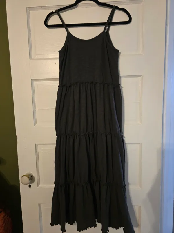 NATURAL LIFE Dark Green Tiered Maxi Dress with Thin Straps Size XS - Image 3