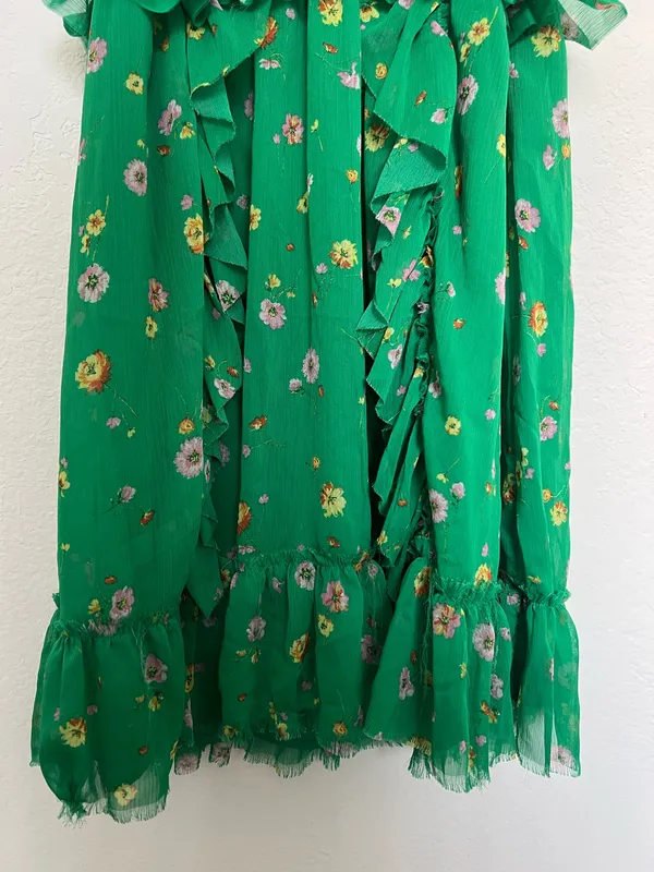 Floral summer dress short Green - Image 4