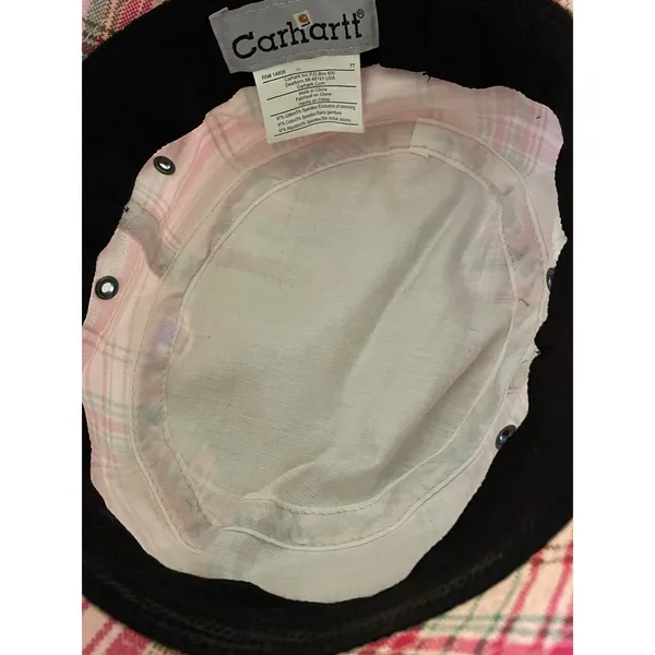 Carhartt Logo Women's Pink Plaid Canvas Breathable Bucket Hat - Image 7