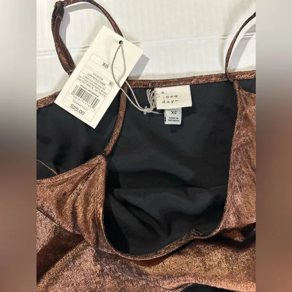 A New Day Copper‎ Metallic Cami Slip Dress XS NWT - Image 7