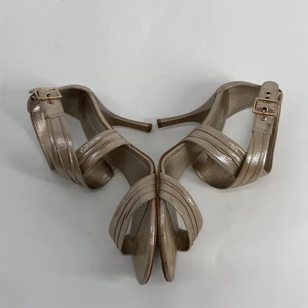 Gianni Bini Metallic Champagne Gold‎ Strappy Stiletto Heel Sandals Size 9.5 - Image 3