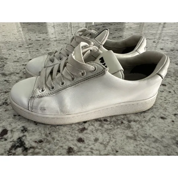 Prada white leather womens sneakers shoes 35 USED - Image 5