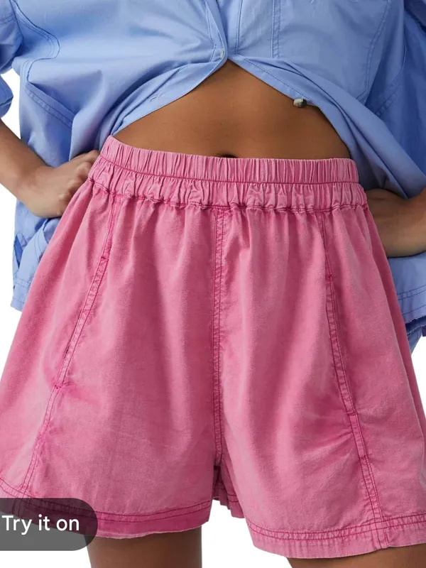 Free People Get Free Poplin Pull On Short in Gumdrop Size XS - Image 3