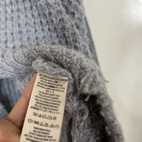 FREE PEOPLE Crochet knit oversized baby blue drop shoulder cardigan sweater XS - Image 4