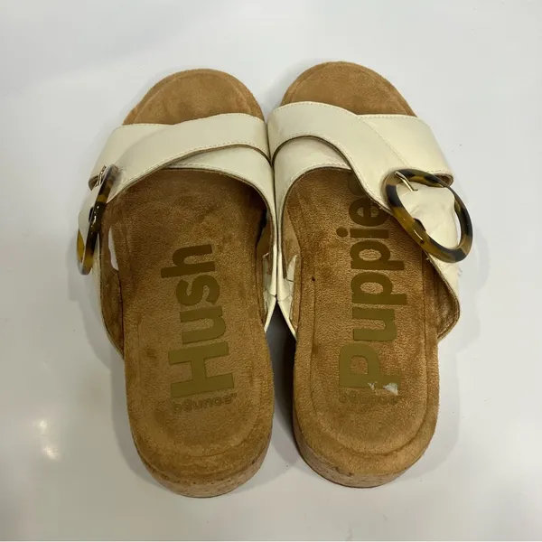 Hush puppies June platform criss cross‎ sandals slides white tan women’s size 10 - Image 6