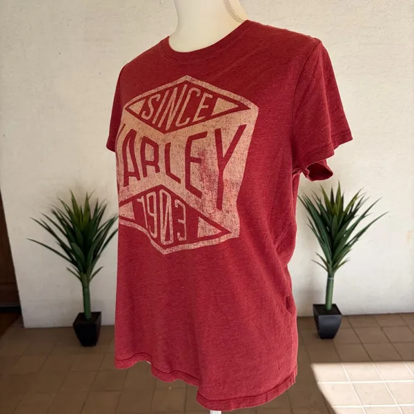 Harley Davidson Red Tee Shirt Size Large - Image 2