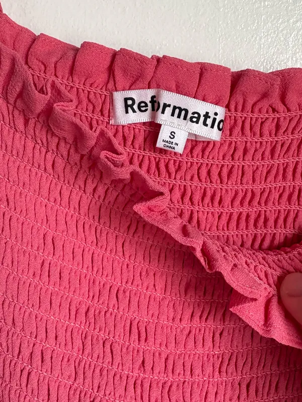 Reformation Rudy Midi Dress in Snapdragon Pink Small - Image 4