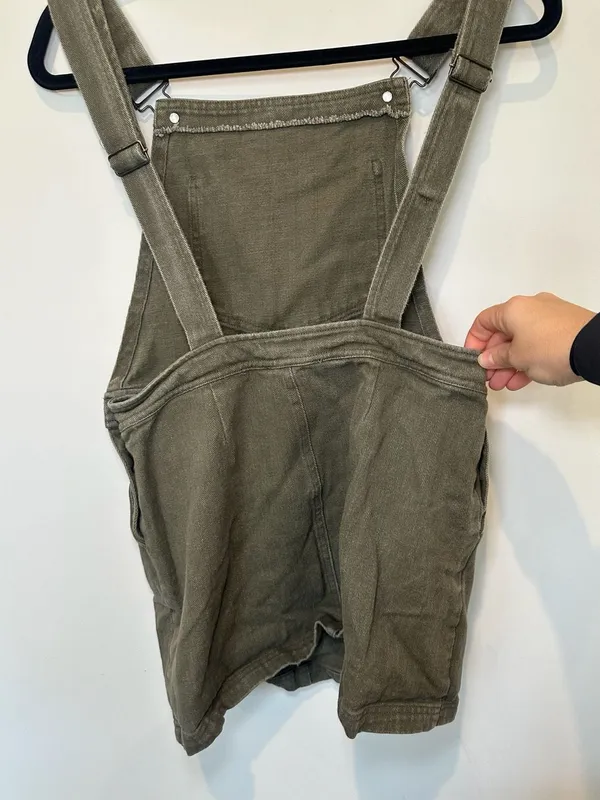 Forever 21 Olive Green Denim Overall Dress Size M - Image 3