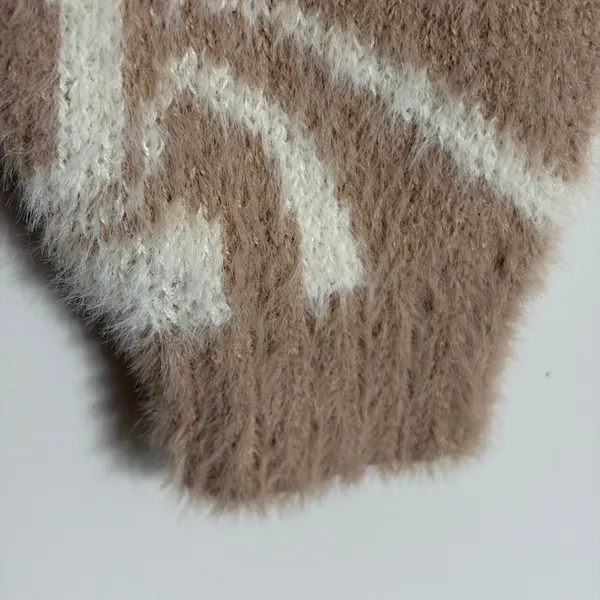 Hollister Fuzzy Swirl Marble Knit Cropped Sweater‎ Tan Cream XS Long Sleeve - Image 2
