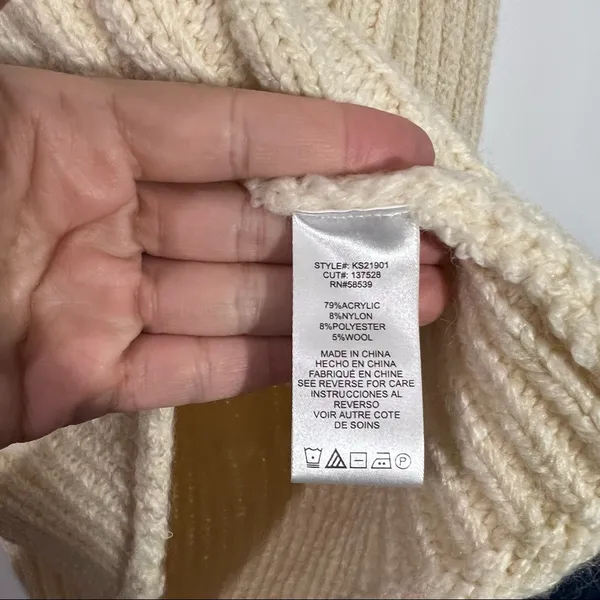 Stitch Fix KUT From The Kloth Leona Ribbed Mock Neck Chunky Sweater Ivory‎ XL - Image 8