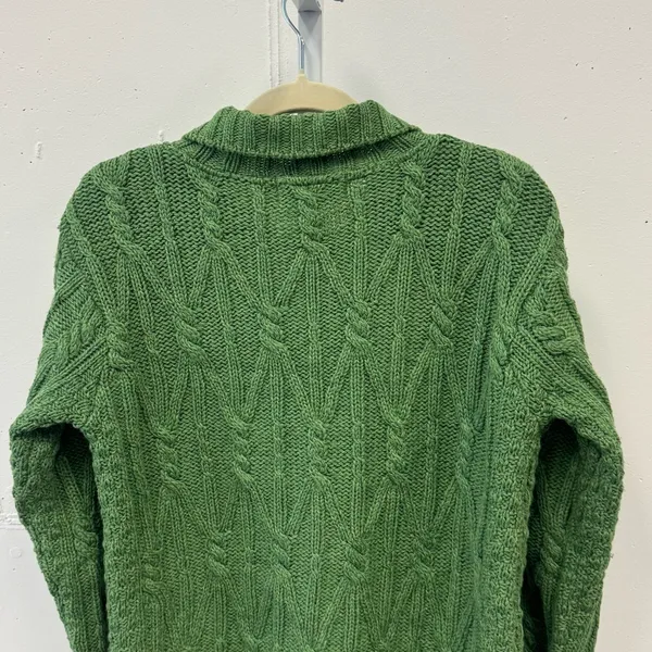 Vintage Aran Crafts Merino Wool Cable‎ Knit Button Cardigan Sweater Green XS - Image 6