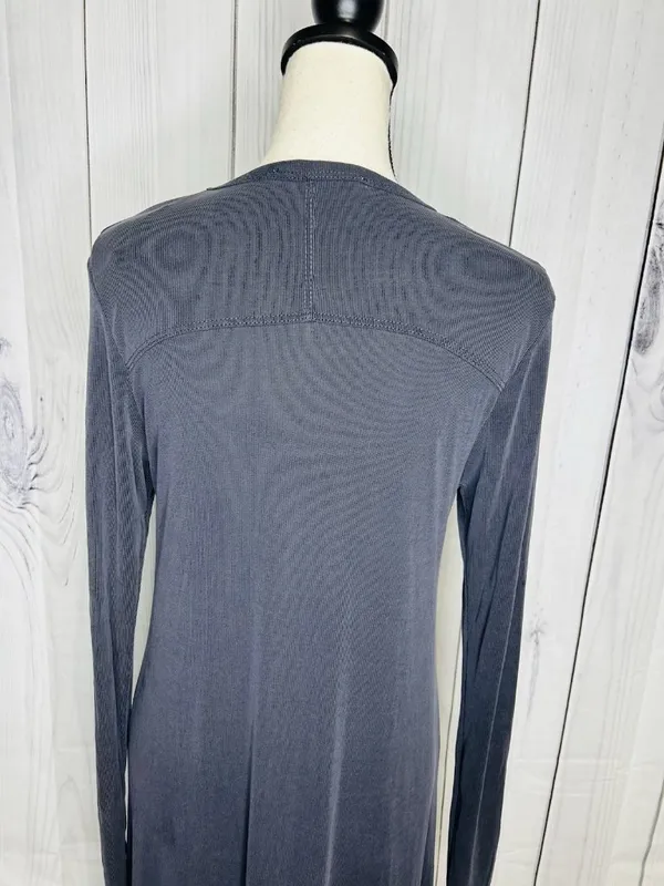 By Together Long Dress Ribbed Cardigan Button Down V-Neck Gray Size M - Image 7