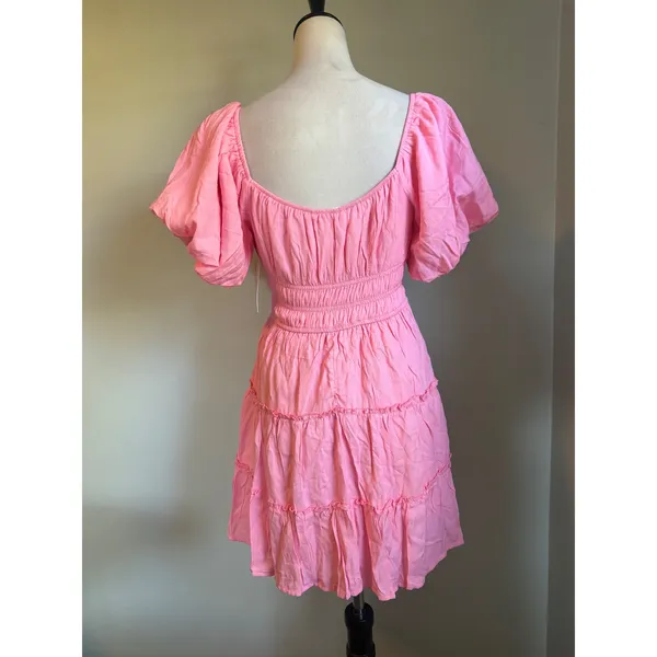 Trixxi‎ Pink Puff y2k Smocked Tiered Mini Dress S NWT cottage cute fairy dainty - Image 4