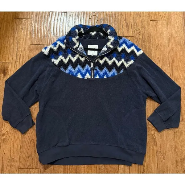 Aerie cozy Sherpa chevron oversized pullover size M - Image 6