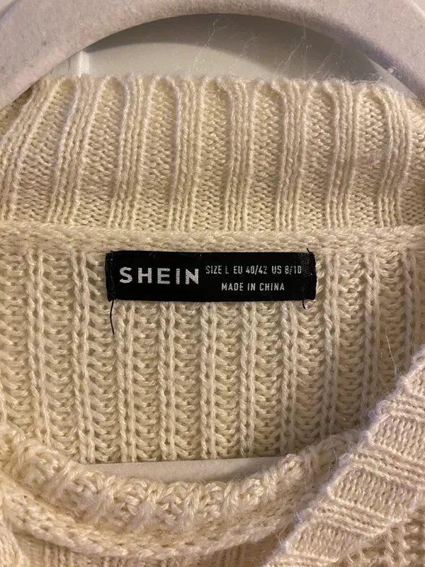 Shein Neutral Tan Brown White Pattern Sweater - Image 3