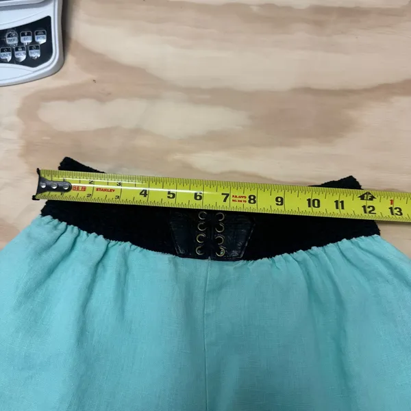 Y2K Bebe Low Rise Mint‎ Green Shorts wth Corset Lace-Up Waist Linen Medium - Image 8