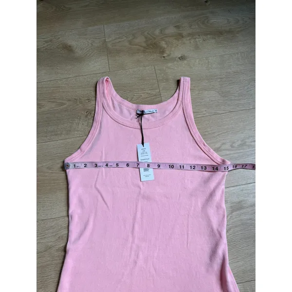 NWT‎ Michael Stars cassie thin binded tank top 1x1 cotton pink grapefruit sz OS - Image 6