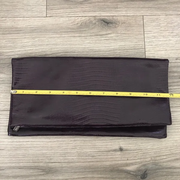 Nordstrom Faux Crocodile Plum Purple Fold Over Clutch Bag - Image 2
