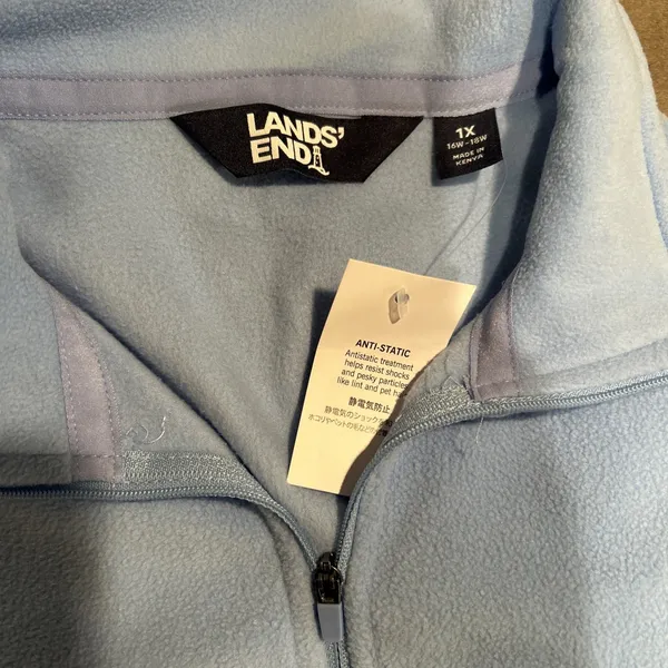 Lands End Fleece Womens light blue 1/4 Zip Pullover Lightweight new plus size 1x - Image 4