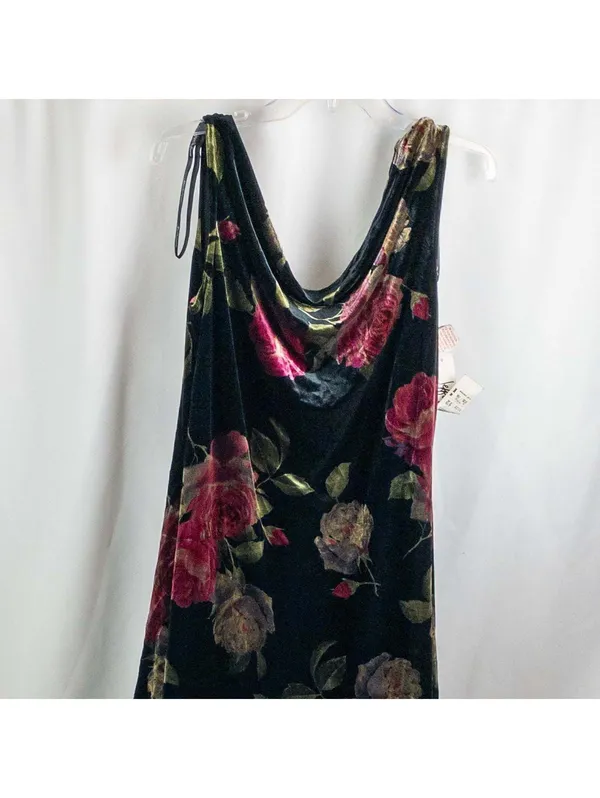 Jeffrey & Dara Vintage Velvet Black Rose Maxi Dress Women 12 - Image 4