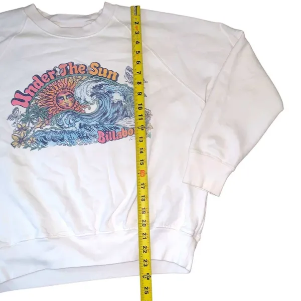 Billabong Sweatshirt Large White Under‎ The Sun Graphic Retro Surfcore y2k Crew - Image 4