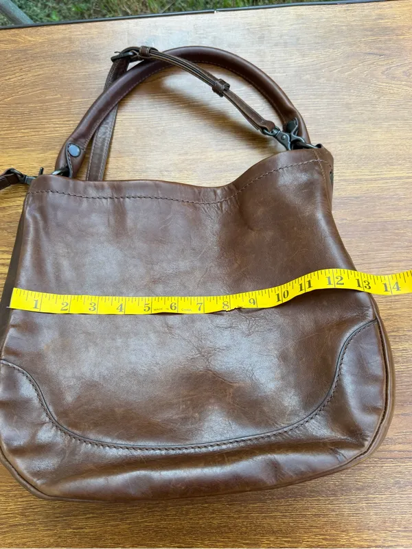 Frye Melissa Leather Convertible Hobo Crossbody Shoulder Bag Brown - Image 3