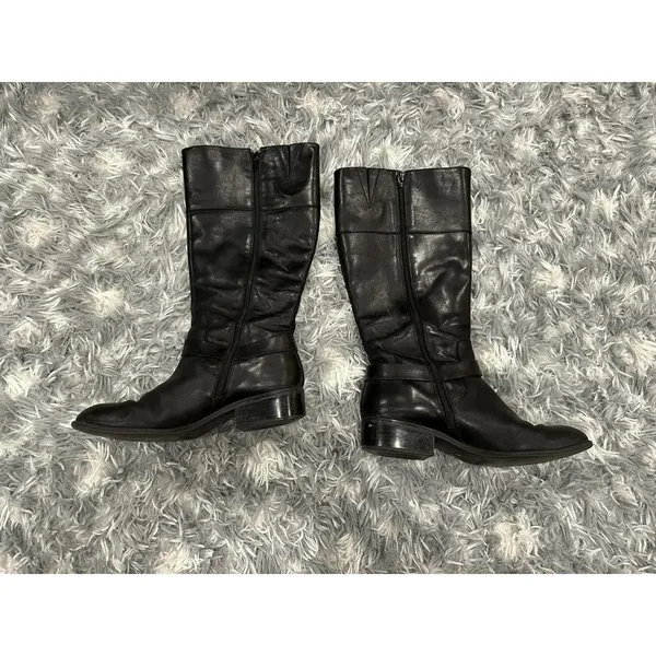 RALPH LAUREN MESA Black Leather Riding Gold Buckle Tall Equestrian Size 9 - Image 2